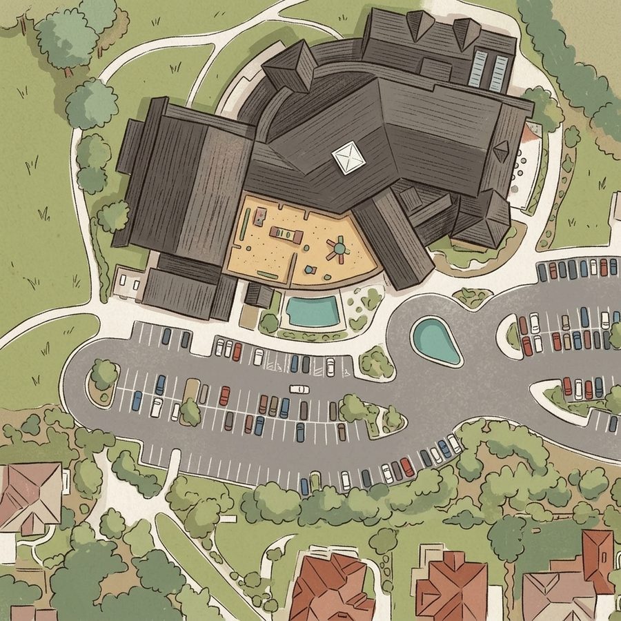 Illustrated map of Trails Park and Recreation District Office