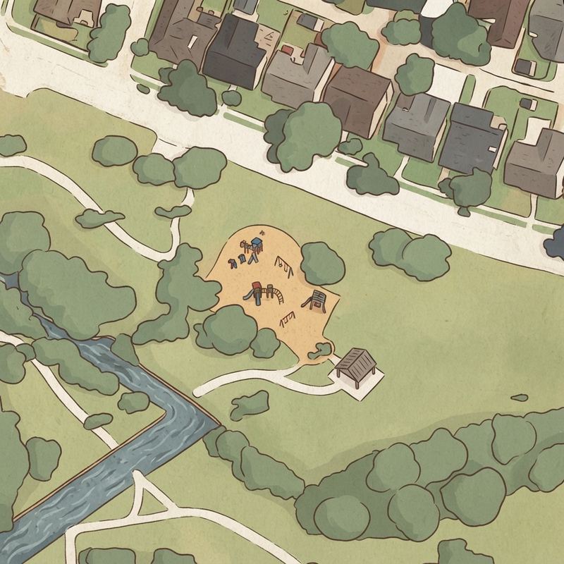 Illustrated map of Tree Line Park