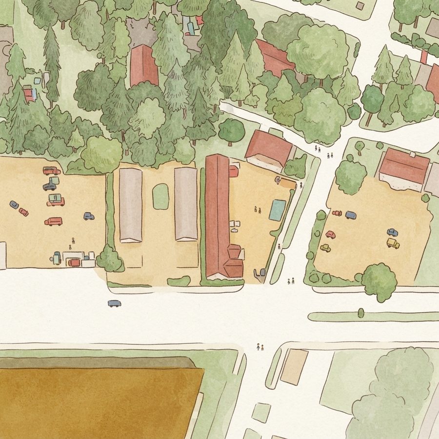Illustrated map of Tuffly Park
