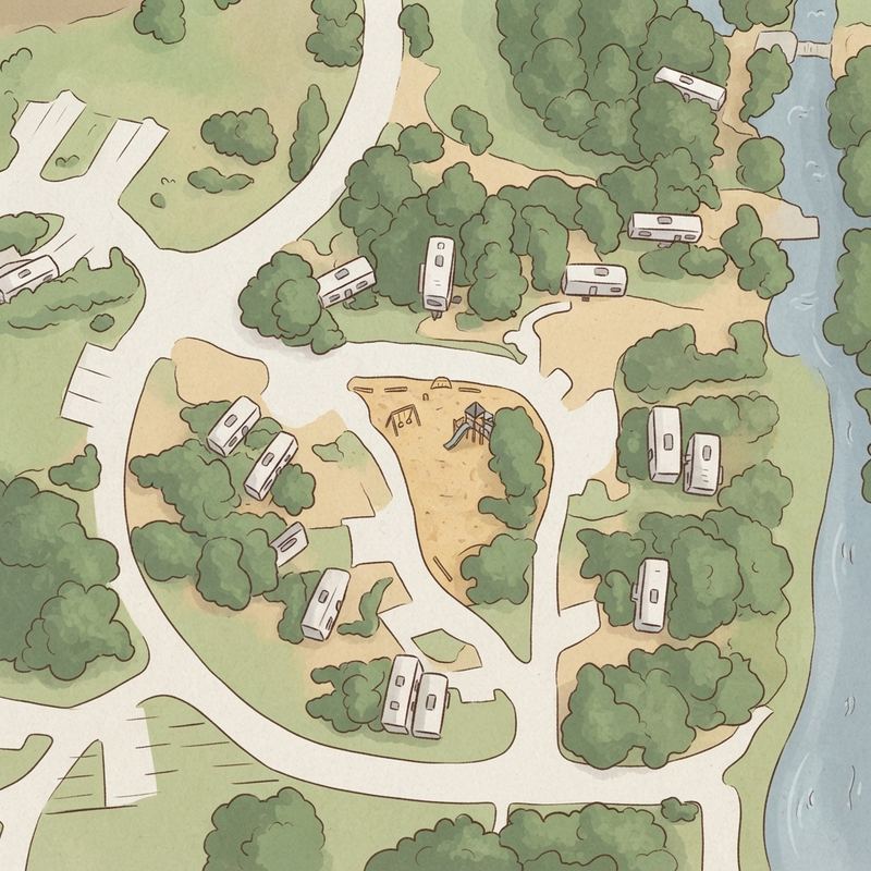 Illustrated map of Twin Coves Park and Campground