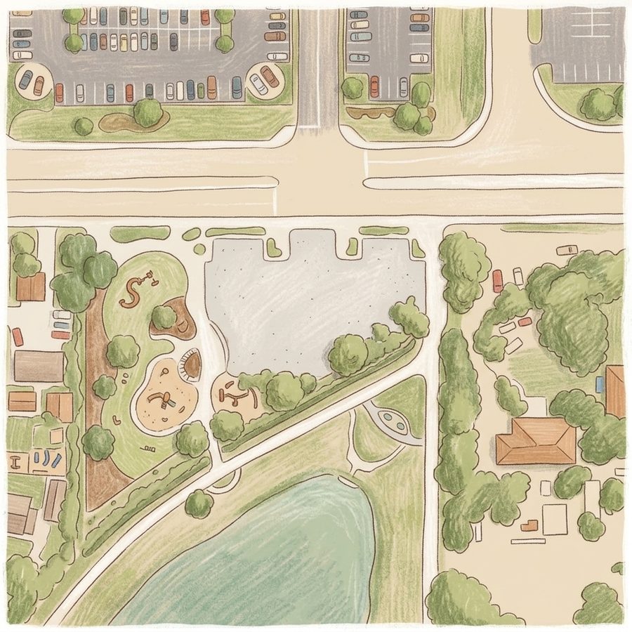 Illustrated map of Twin Lakes Park