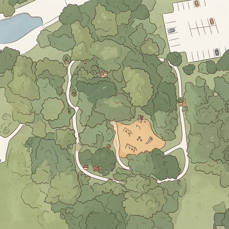 Illustrated map of Two Bridges Park Playground and Splash pad