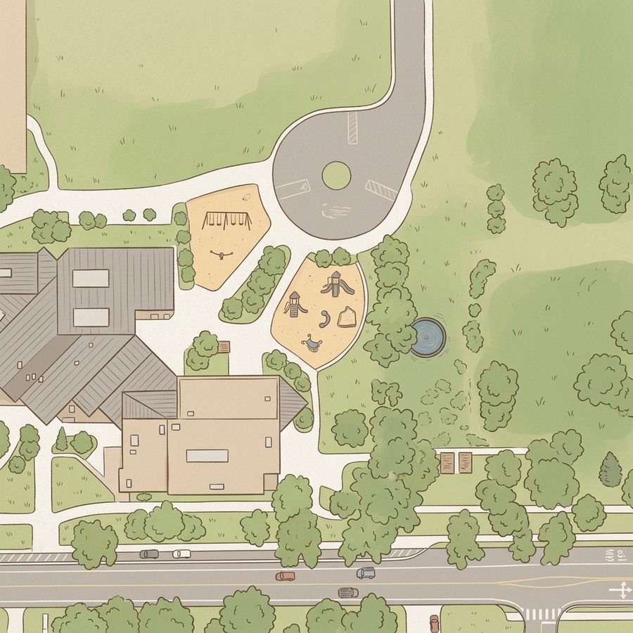 Illustrated map of Two Creeks Park