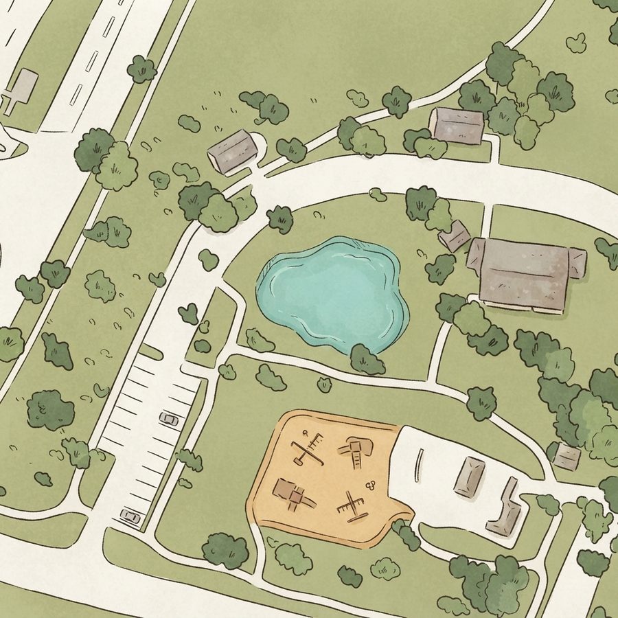 Illustrated map of Unidad Park