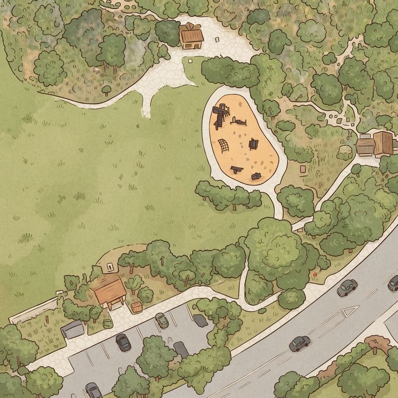 Illustrated map of University Gardens Park ( Dinosaur Park)