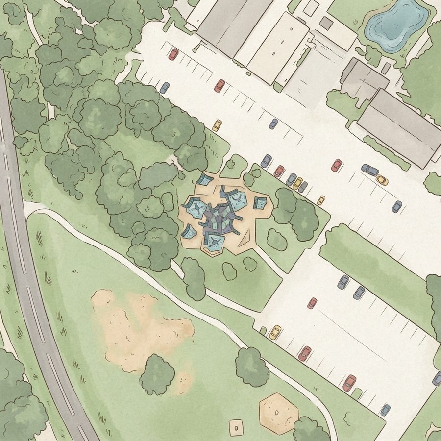 Illustrated map of Vale-Asche Foundation Playground at Memorial Park