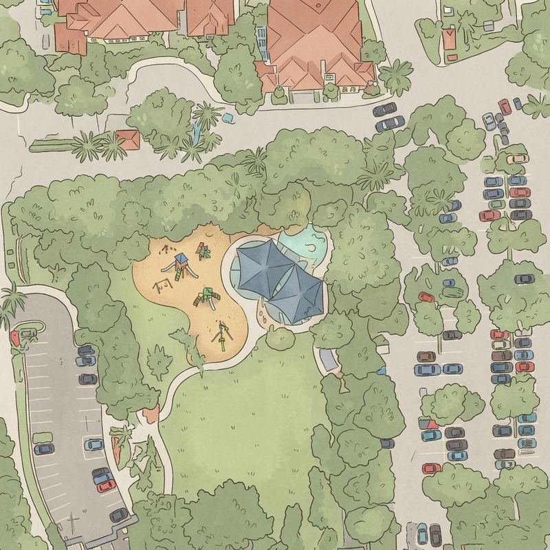 Illustrated map of Veterans Park - Kids Playground