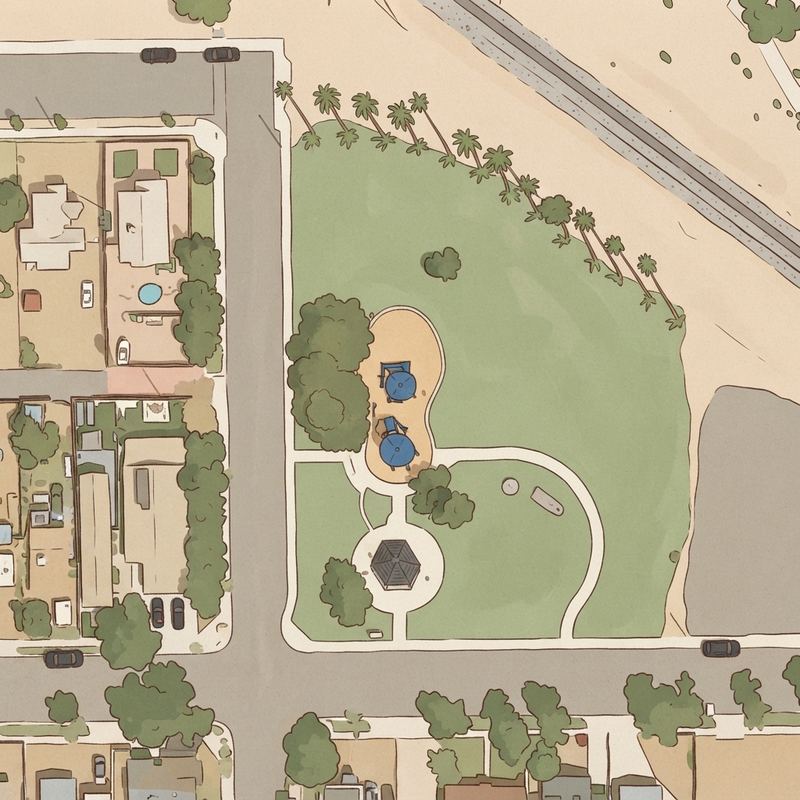 Illustrated map of Veterans Park Playground