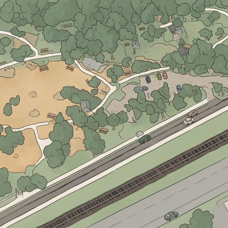 Illustrated map of Veterans park