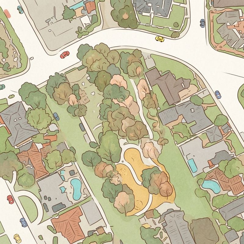 Illustrated map of Via Del Norte Park