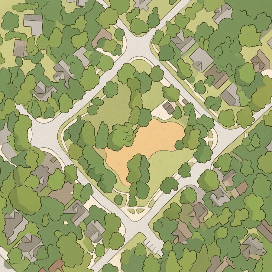 Illustrated map of Village Green Neighborhood Park