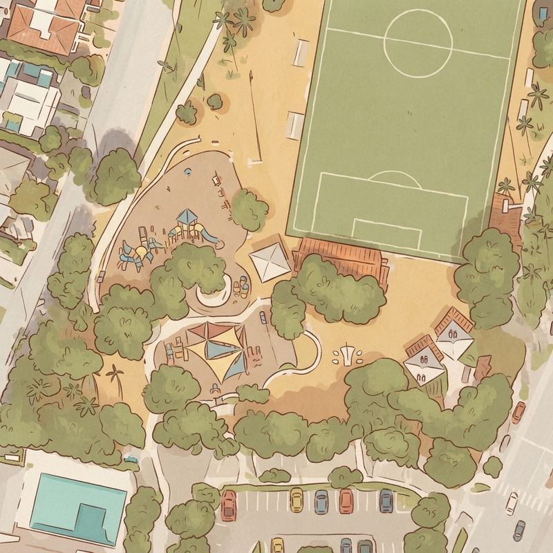 Illustrated map of Village Green Playground