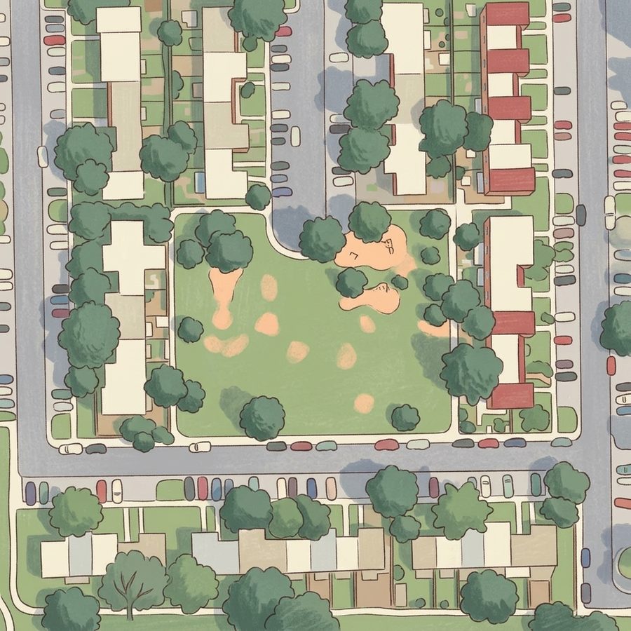 Illustrated map of Village Greens II Park