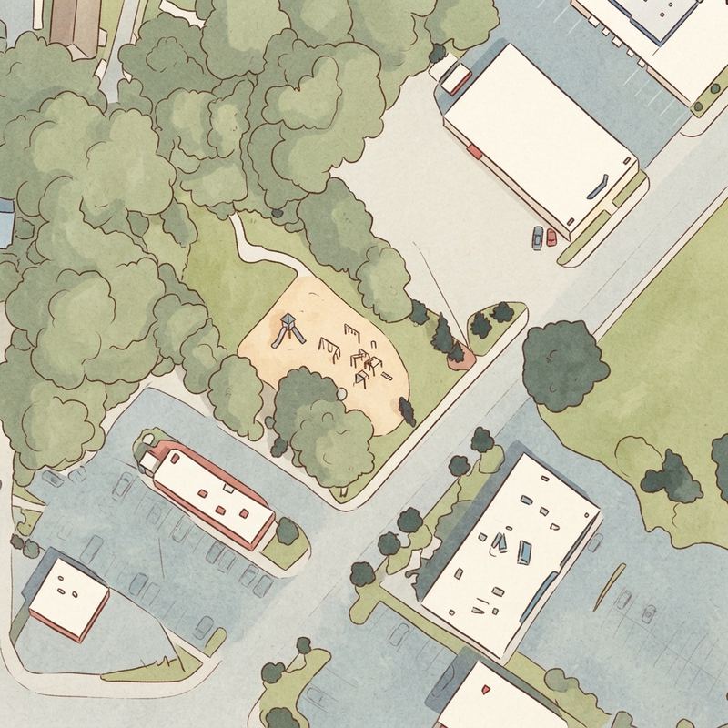 Illustrated map of Virginia Park Playground