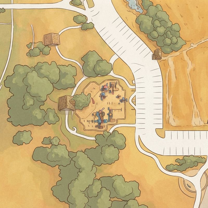 Illustrated map of Virginia Weaver Park