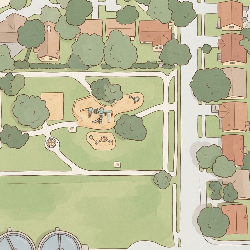 Illustrated map of Vogel Creek Skatepark