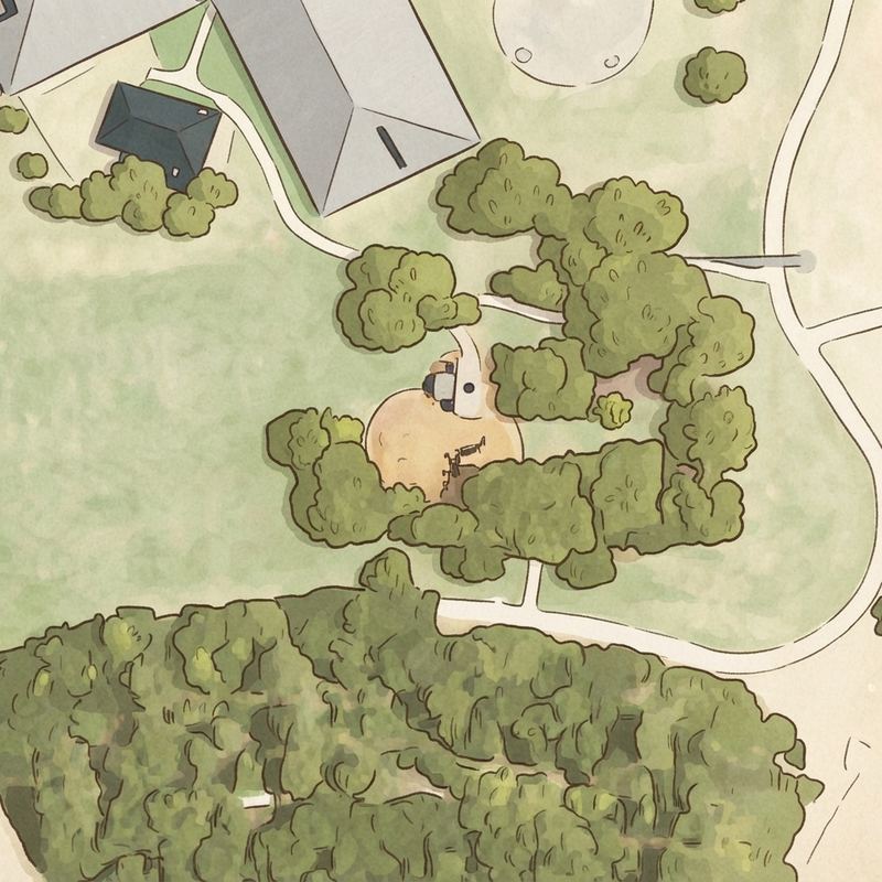 Illustrated map of W.H. "Buzz" Rasor Park