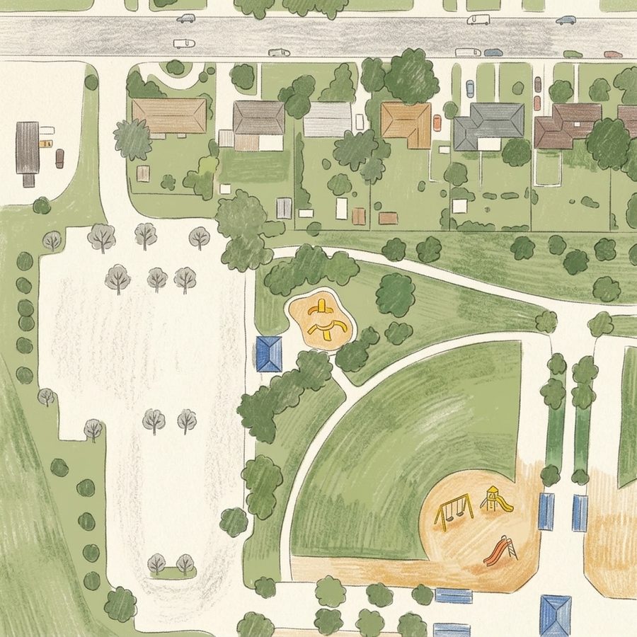 Illustrated map of Waddell Park