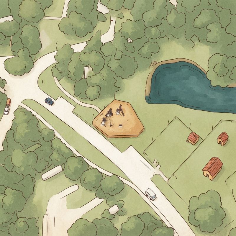 Illustrated map of Waggin' Trails Dog Park
