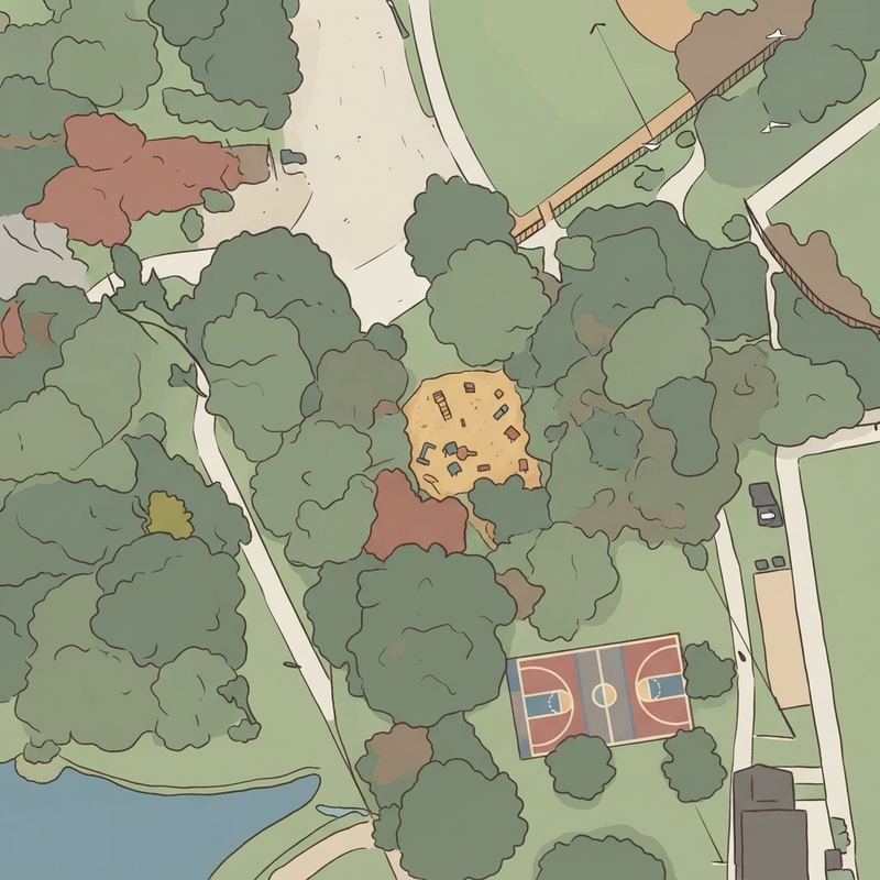Illustrated map of Ward Park Loch Lomond Trail