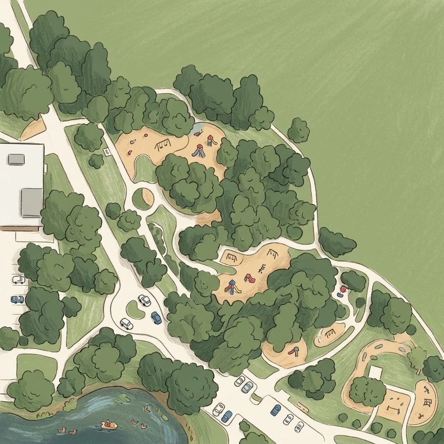 Illustrated map of Washington Park Kids Pump Track