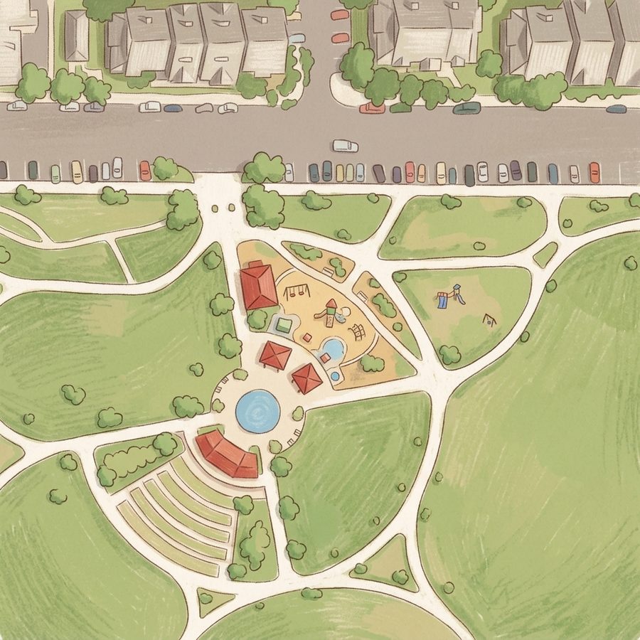 Illustrated map of Water Features
