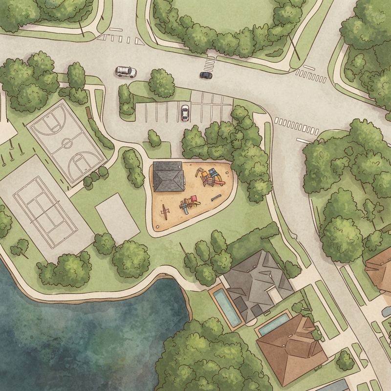 Illustrated map of Waterford Chase Recreation Park