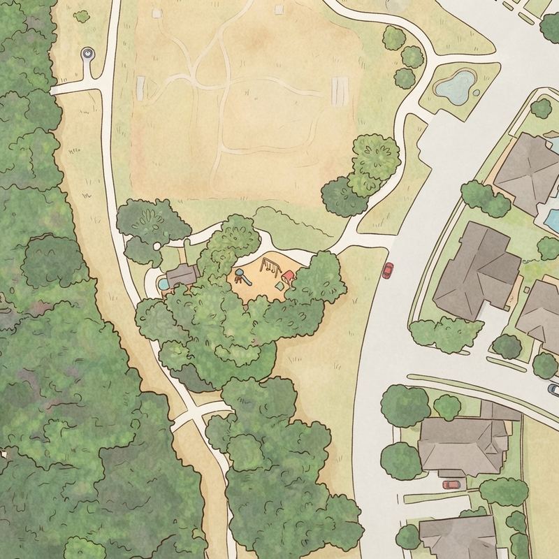 Illustrated map of Waters Edge Park