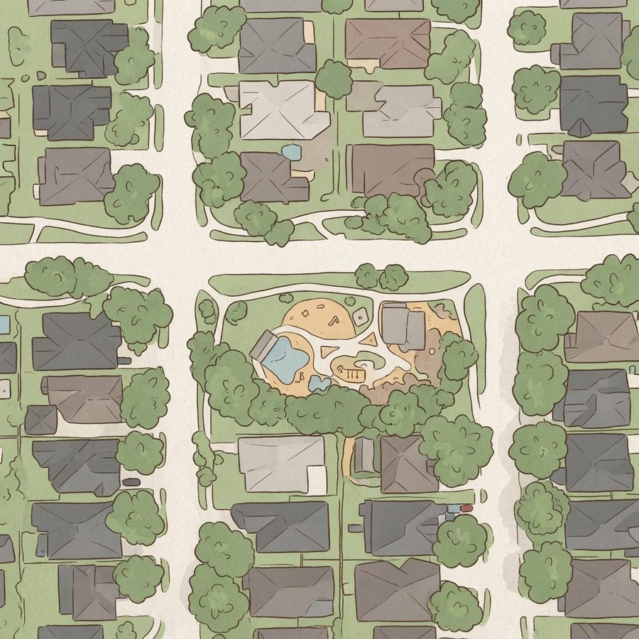 Illustrated map of Waterside Village Park