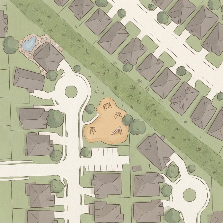 Illustrated map of Waterview Estates Clubhouse & Pool