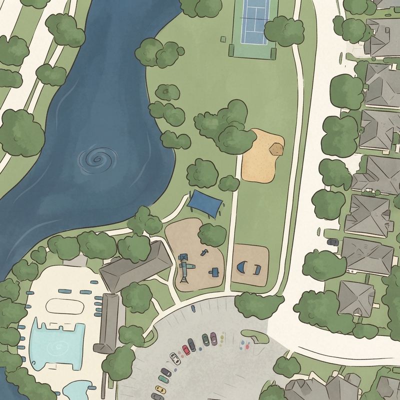Illustrated map of Waterview Park