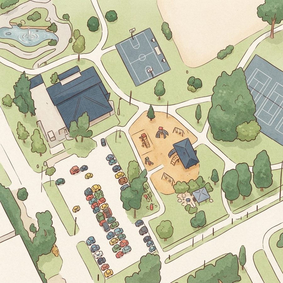 Illustrated map of Watkins Park