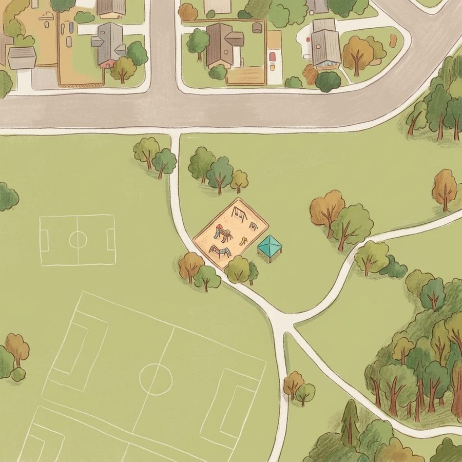 Illustrated map of Weaver Hollow Playground