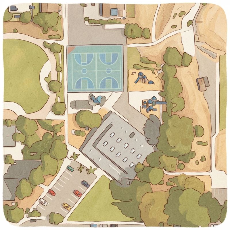 Illustrated map of Wegeforth Public Joint Use Park