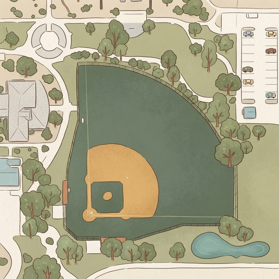 Illustrated map of Wells Park and Pool