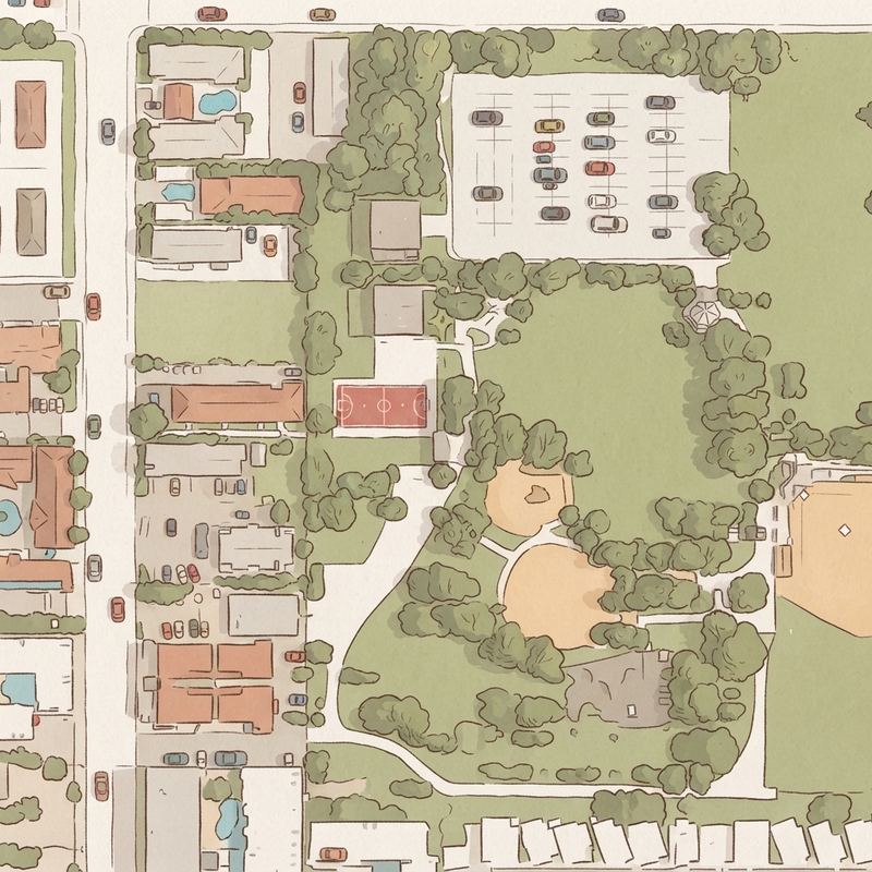 Illustrated map of Wells Park