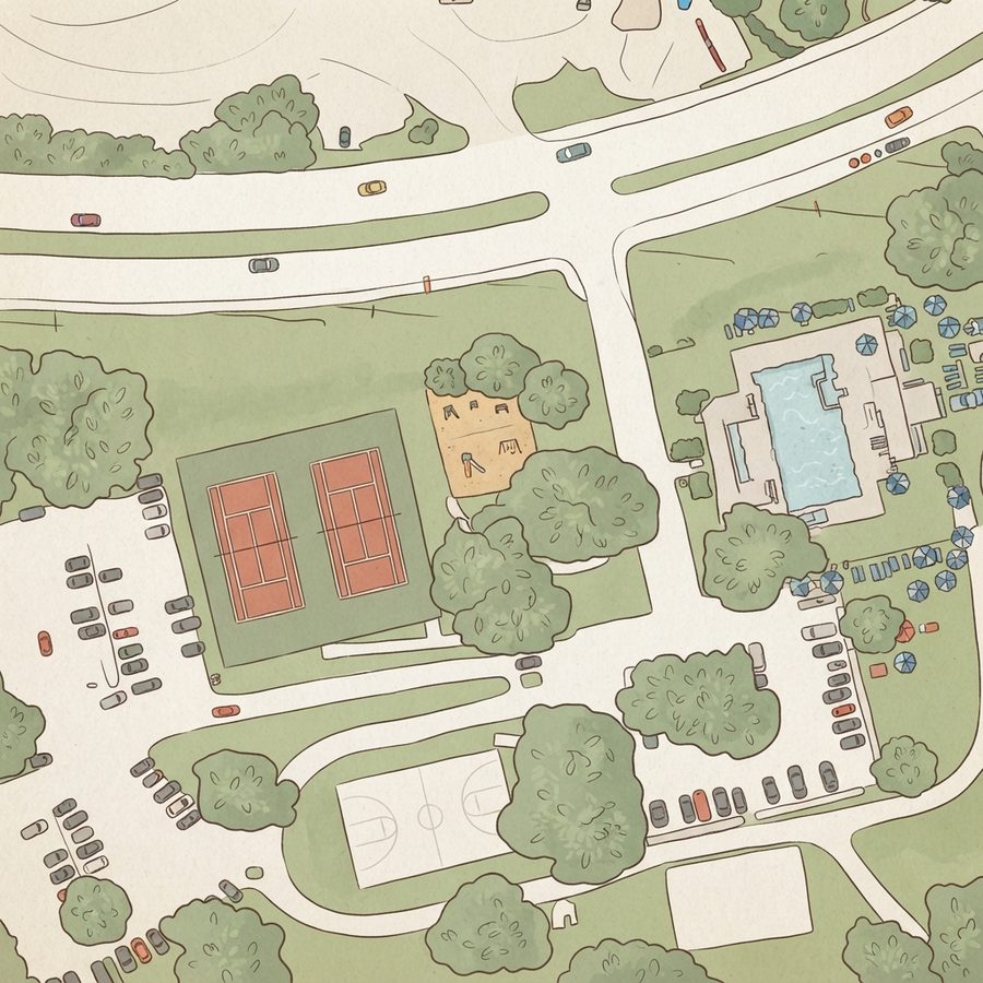 Illustrated map of West Creek Sports Park