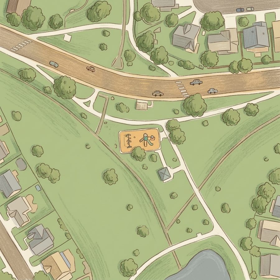 Illustrated map of West Lake Playground