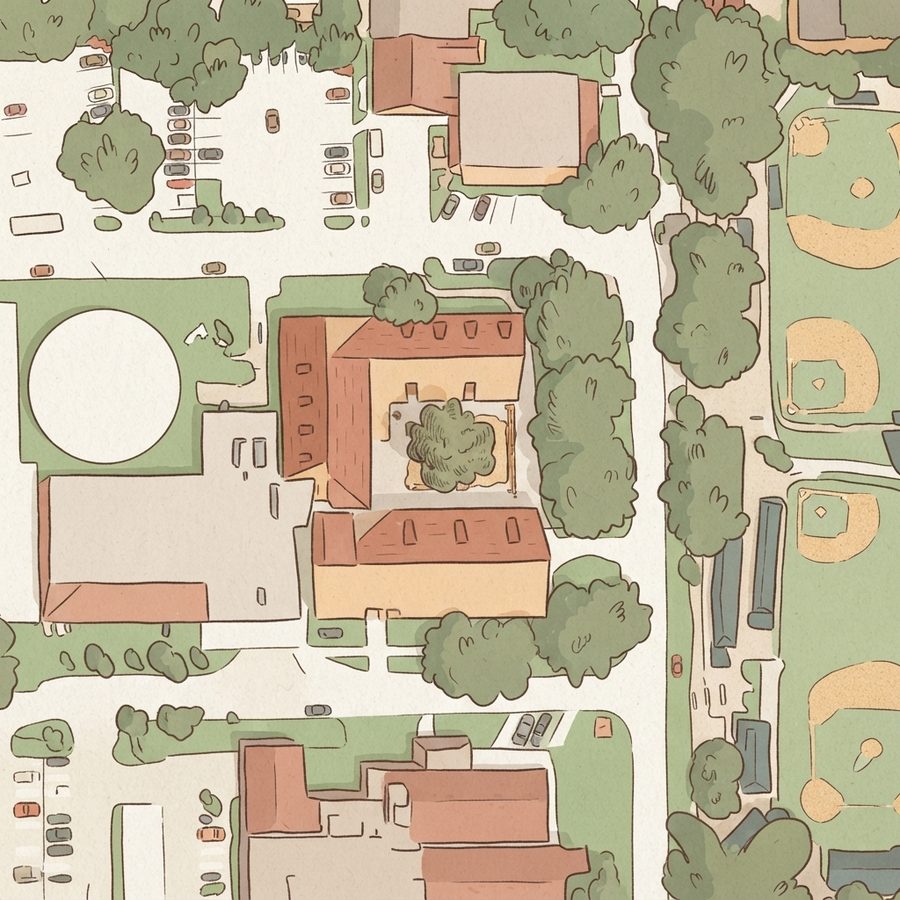 Illustrated map of West University Spark Park