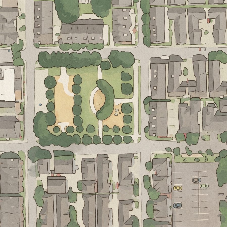 Illustrated map of West Webster Street Park