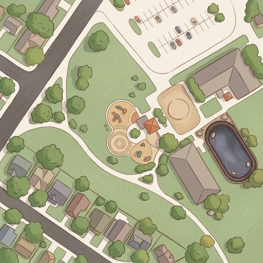 Illustrated map of Westbrook Playground