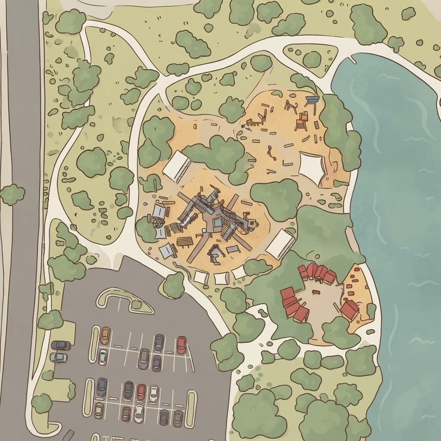 Illustrated map of Western Town Playground