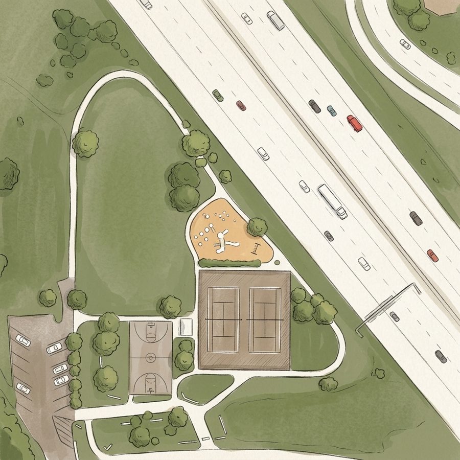 Illustrated map of Westminster Hills Park