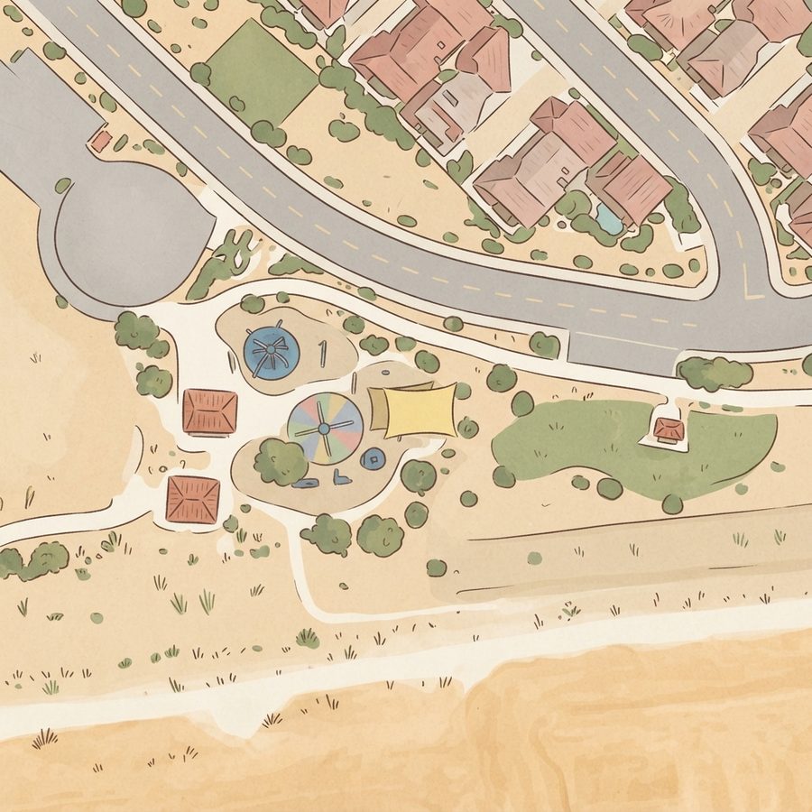 Illustrated map of Weston Hills Neighborhood Dog Park