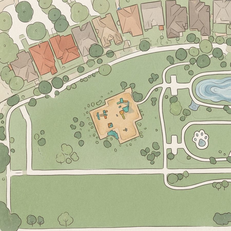 Illustrated map of Westwillow Dog Park