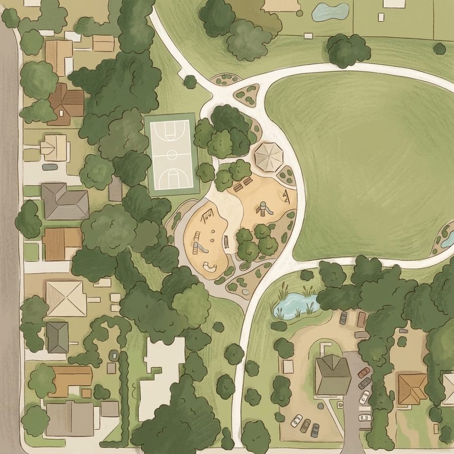 Illustrated map of Westwood Park