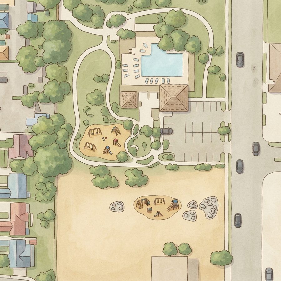 Illustrated map of Westwood Village Park