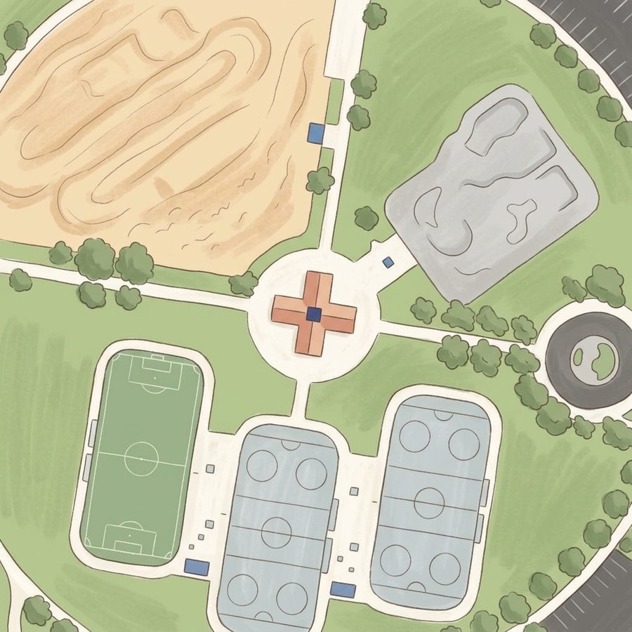 Illustrated map of Wheel Park