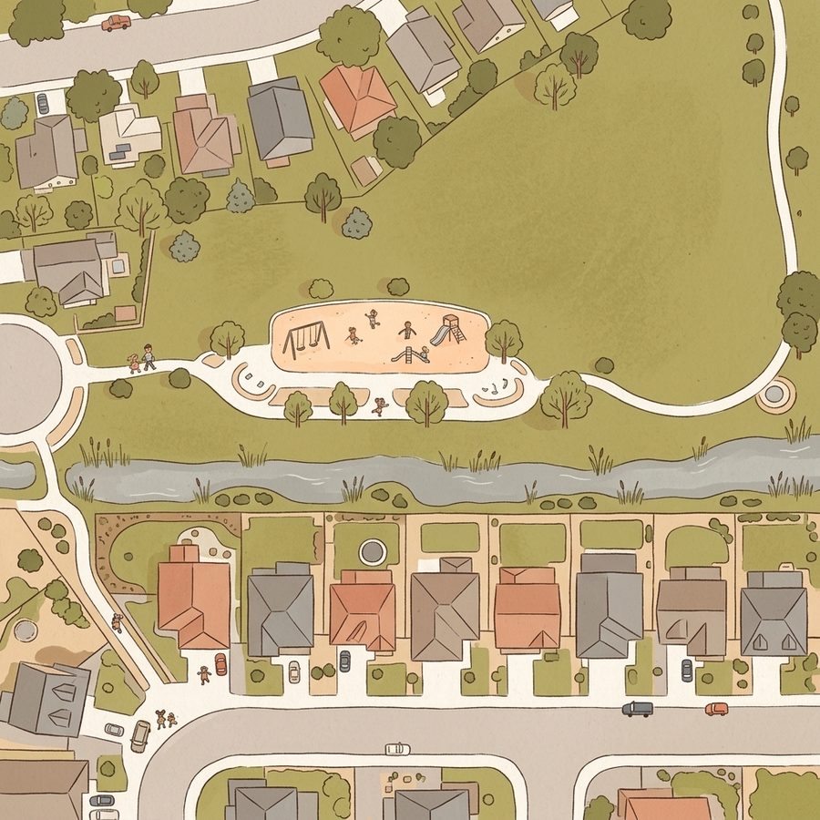 Illustrated map of Whispering Meadows Park