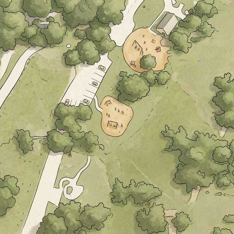 Illustrated map of White Rock Lake Stone Tables & Playground